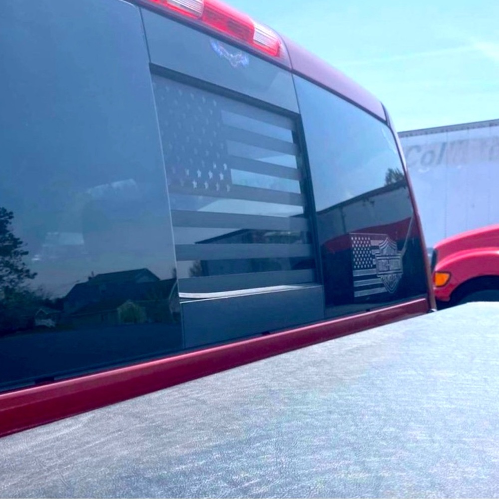 American Flag Decal For Truck Slider Window 11x11.5inches(Matte Black)…